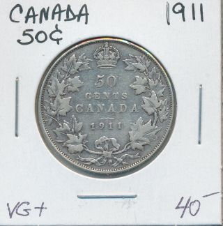 Canada George V 50 Cents 1911 - Vg,