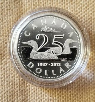 1987 - 2012 Canada 25th Anniversary Of The Loonie $1 Silver Coin