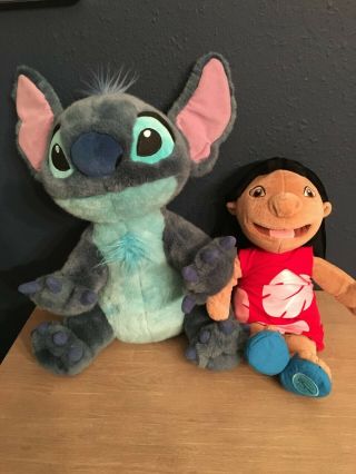 Disney Store Lilo & Stitch Plush Set Stitch As A Dog 14 " And Lilo 12 "