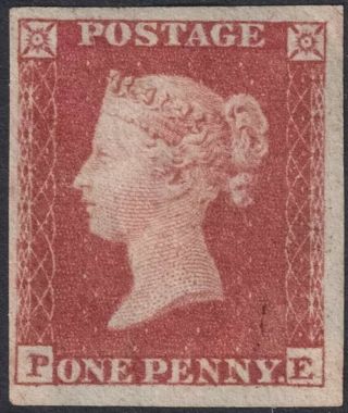 Gb Qv 1841 Sg8 1d Penny Red Pe Fine Margins
