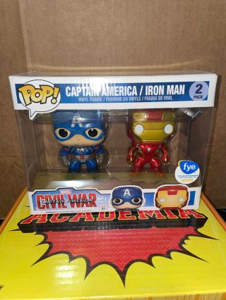 Funko Pop Marvel 2 Pack Civil War Captain America/ Iron Man Fye Exclusive