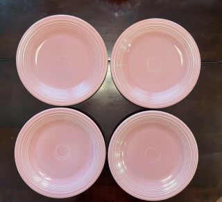 Set Of 4 1980’s Fiesta 10.  5” Rose Pink Dinner Plates,  Fiestaware