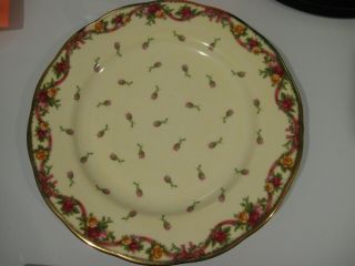 Royal Albert Old Country Roses Ruby Celebration Plate Yellow Rosebuds 8 "