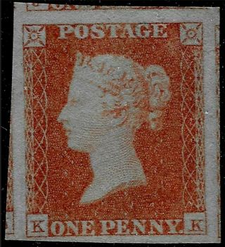 Gb Qv 1841 Sg8 1d Penny Red Kk Plate 147 Huge Margins