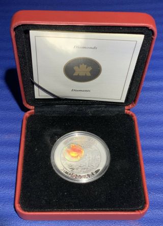 2005 Canada Fine Silver Holographic Coin - 1 Oz.  - Diamonds,  Box &