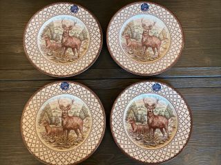 Set Of 4 Royal Stafford Stag Deer Dinner Plates,
