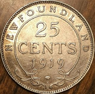 1919 Newfoundland Silver 25 Cents Quarter Coin - Fantastic Example