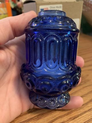 Weishar Moon And Star Glass Cobalt Blue Miniature 3 " Courting Fairy Lamp
