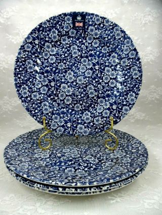 Royal Wessex By Churchill Victorian Calico Set 4 Blue & White Dinner Plates Nwt