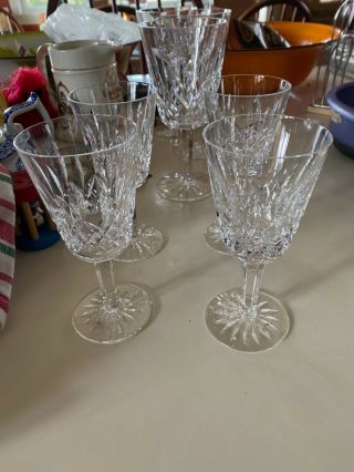Set Of 4 Waterford Lismore Claret Crystal Wine Glasses 6 - 7/8 Inch Tall