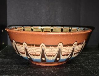 4 Vintage Bulgarian Troyan Glazed Redware Pottery Serving Bowls