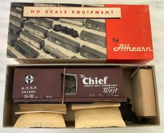 Vintage 1950s Athearn Ho Scale Metal Atsf Chief Box Car Kit