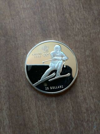 1985 Canada Rcm 20 Dollar Silver 1988 Calgary Olympic Games Silver Proof Coin