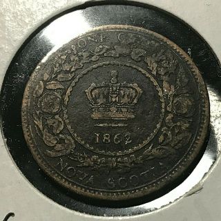 1862 Nova Scotia Canada One Cent Scarce Coin