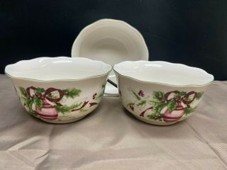 Charter Club " Winter Garland " Set Of 3 Cereal Bowls 5 7/8 "