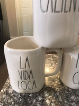 RAE DUNN SPANISH MUGS CALIENTE LA VIDA LOCA HOLA CHICA Coffee Tea Mugs 2