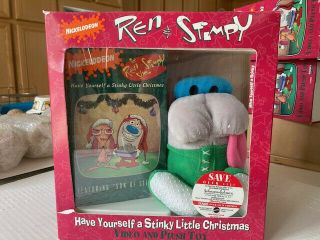 Ren And Stimpy Stinky Little Christmas Stimpy Plush Toy And Video Still