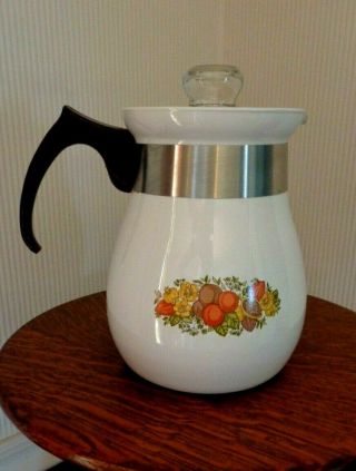 Corning Ware P - 166 Stove Top 6 Cup Coffee Tea Pot Spice Of Life