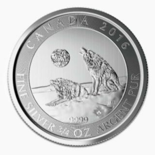 2016 Canadian Wolf Series Howling Wolves 3/4 Oz.  9999 Silver Bu Bullion Coin
