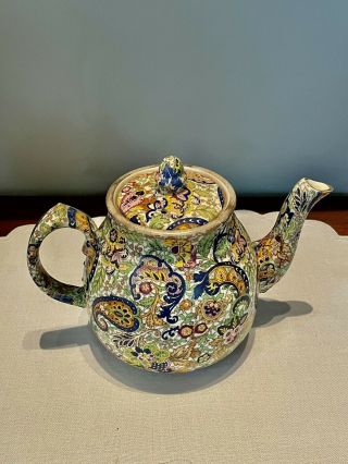 Vintage Wade Heath Pottery England - Paisley Blue Teapot - 1940s Vgc