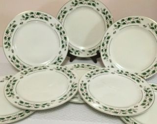 Set 4 Vintage Christmas Holly Holiday Berries Dinner Plates Fine China Of Japan