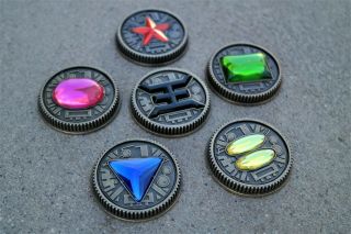 Six Crystal Power Coin Set Of 6 Weathered Made For The Bandai Legacy Morpher
