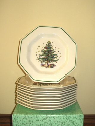 Nikko Christmastime 10.  75 " Octagonal Dinner Plate Set Of Seven Dishes - More