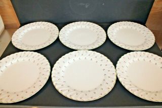 Set Of 6 Laura Ashley Thistle Pattern Dinner Plates Johnson Brothers 9.  5 "