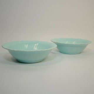 2 Vintage Franciscan Cereal Bowls Coronado Swirl Aqua Blue Turquoise