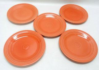 Fiestaware Set Of 5 Persimmon Red/orange Dinner Plates 10.  5 " Diameter Euc