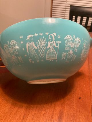 Vintage Pyrex Amish Butter Print Turquoise Nesting Mixing Bowl 444
