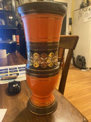 Vintage Mid Century Modern Bitossi Brown/ Orange Aldo Londi Pottery Italy Vase