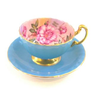 Aynsley Vintage Triple Cabbage Rose Teacup And Saucer (1031),