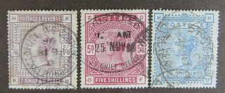 Great Britain - Qvic 1883 High Values 2/6 - 5/ & 10/ Set -