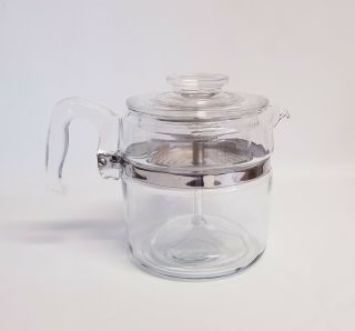 Vtg Pyrex Flameware 7756 Clear Glass 6 Cup Percolator Coffee Pot Complete Usa