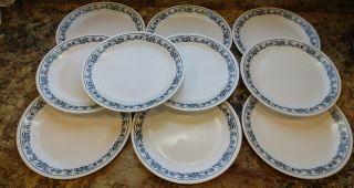 Set Of 10 Corning Corelle Old Town Blue Dinner Plates 10 - 1/4 " Bin 1041