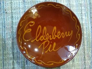 Vintage Ned Foltz Redware Pottery Elderberry Pie Plate 9 Inch Signed Dated 1988