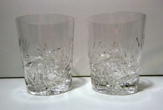 Vintage Abp American Brilliant Period Crystal Set Of 2 Old Fashioned 3 3/4 "