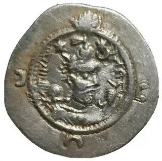 Varhran Vi.  590 - 591ad.  Silver Drachm.  4gr.  Sasanian Empire