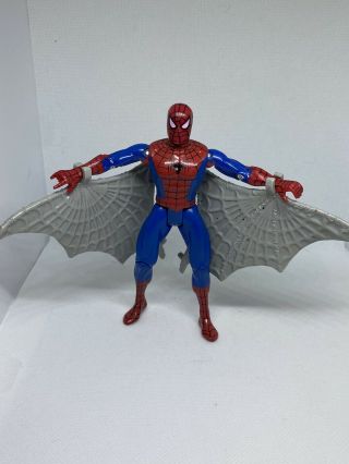 1995 Toy Biz Marvel Spider - Man Animated Series Web Glider Action Figure W/ Wings