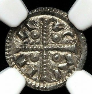 Hungary.  Coloman,  1095 - 1116.  Silver Denar,  Ngc Ms63