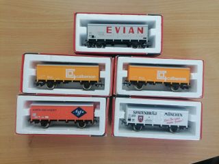 Ho Scale Jouef Box Wagons Rake Of 5 Wagons Various Brands 1:87 Scale