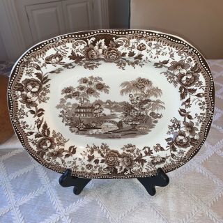 Royal Staffordshire Clarice Cliff Tonquin Brown Oval Serving Platter 11.  75 "