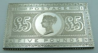 925 Silver Stamp Ingot - Great Britain - Queen Victoria - £5 Telegraph 1882