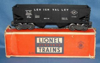 Lionel O Gauge Lehigh Valley Lv 25000 2 Bay Black Hopper Car 6456 Boxed