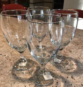4 Pottery Barn Classic Water Goblets Glasses 6962287 7”