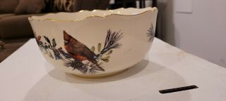 Lenox China Winter Greetings Round Serving Bowl 8.  25” Scalloped Birds