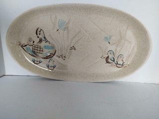 Red Wing Pottery Bob White Quail Hand Painted Large 20 Inch Oblong Platter