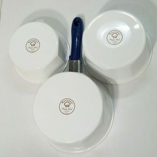 Princess House Nouveau Cookware 3 Pots Pans 1 - 1.  5 - 2 - Qt Set With 1 Blue Handle