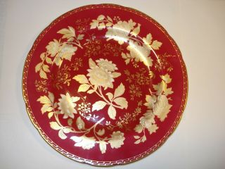 Wedgwood Ruby Tonquin Bone China 9.  38 " Lunch Plate Gold Flower And Trim Christmas
